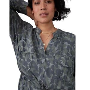 cloth & stone for anthropolgie Nina camo shirt dress size Xs
